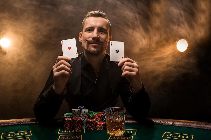 Meja Blackjack Live Casino Microgaming dengan dealer dan panel kontrol taruhan
